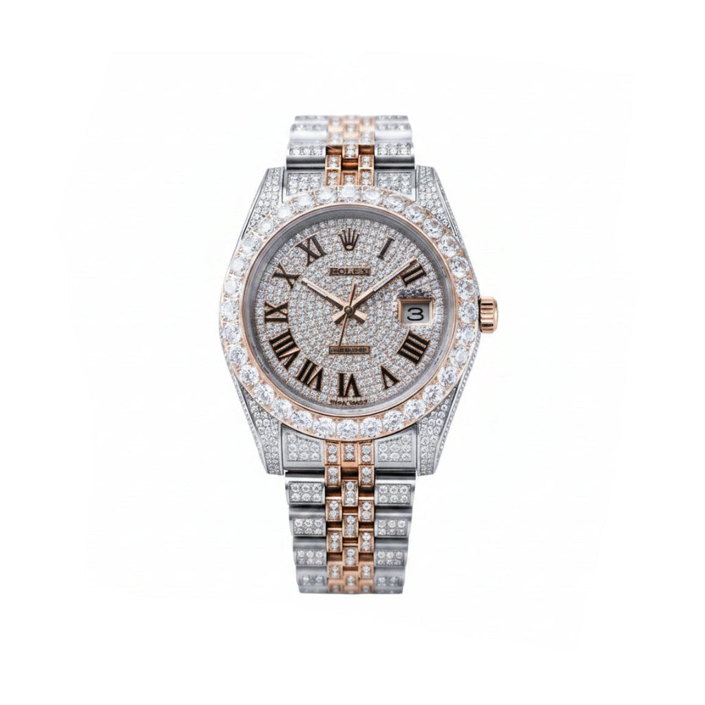 Iced Rolex Roman Dial 'Rose Gold'